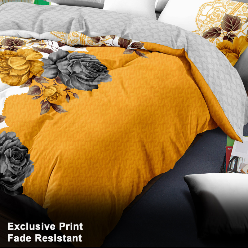 5-Piece Yellow Peony Comforter Bedding Set For Queen, King And California King (Option: KING)