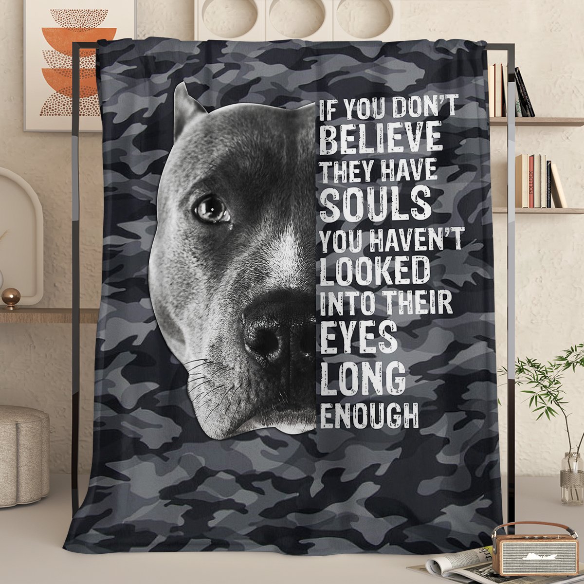 Black Dog Printed Flannel Throw Blanket Gray Camouflage Pattern Pattern Bedspread Cover Soft Lightweight For Home Bedroom Decor Festival Gifts 60 (Option: 150x200cm-Black)
