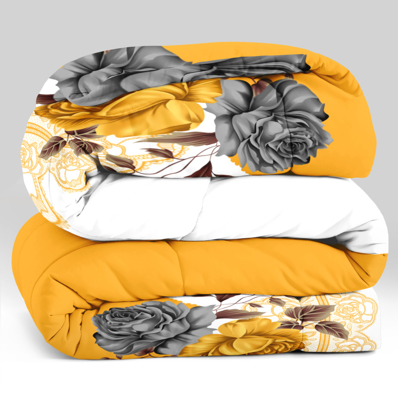 5-Piece Yellow Peony Comforter Bedding Set For Queen, King And California King (Option: California King)