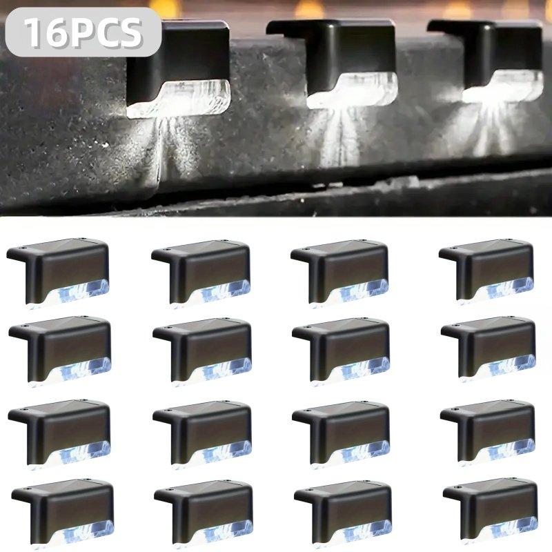 32&16 PCS Solar Deck Lights Outdoor Solar Step Lights Waterproof Led Solar Lights For Outdoor Stairs Step Fence Yard Patio And Pathway Family's G (Option: White Light 16Pack)