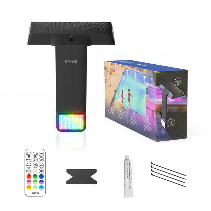 SANSI Solar Poolside RGB Light With Remote Rechargeable IP68 Waterproof Pool Light For Inground & Above Ground Pools ,20 Color,4 Modes ,5 Brightn (Option: Solar Pool Light)