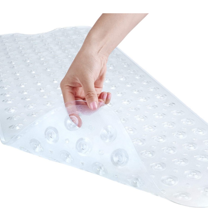 Bath And Shower Safety Mats 40x16 Inch, Non Slip With Suction Cups For Bathroom Stall And Tub Floor, Extra Large And Machine Washable, Drain Hole (Option: Color Clear)