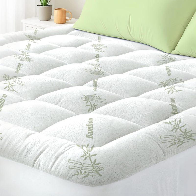 Queen Mattress Topper Viscose Derived From Bamboo, Cooling Thick Pillow Top Mattress Pad With Deep Pocket For 8-21 Mattress, Soft Breathable Matt (Option: Green-60x80 inches)