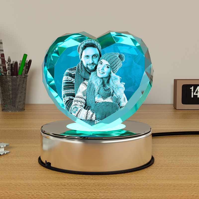 LED Light Base For 3D Crystal Photo Wood Lighted Display Plate Flat USB Operated (Option: 7 Colors Rotating Light Base)