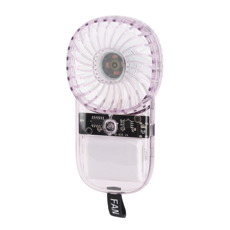 Portable Fan Transparent Foldable 1200mAh Battery USB Rechargeable Neck Hanging Fan For Walking Camping Travel Purple (Option: Default)