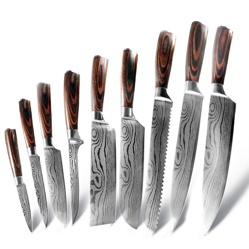 Chef Knives Kitchen Knives Cleaver Slicing Knives (Option: 9PC)