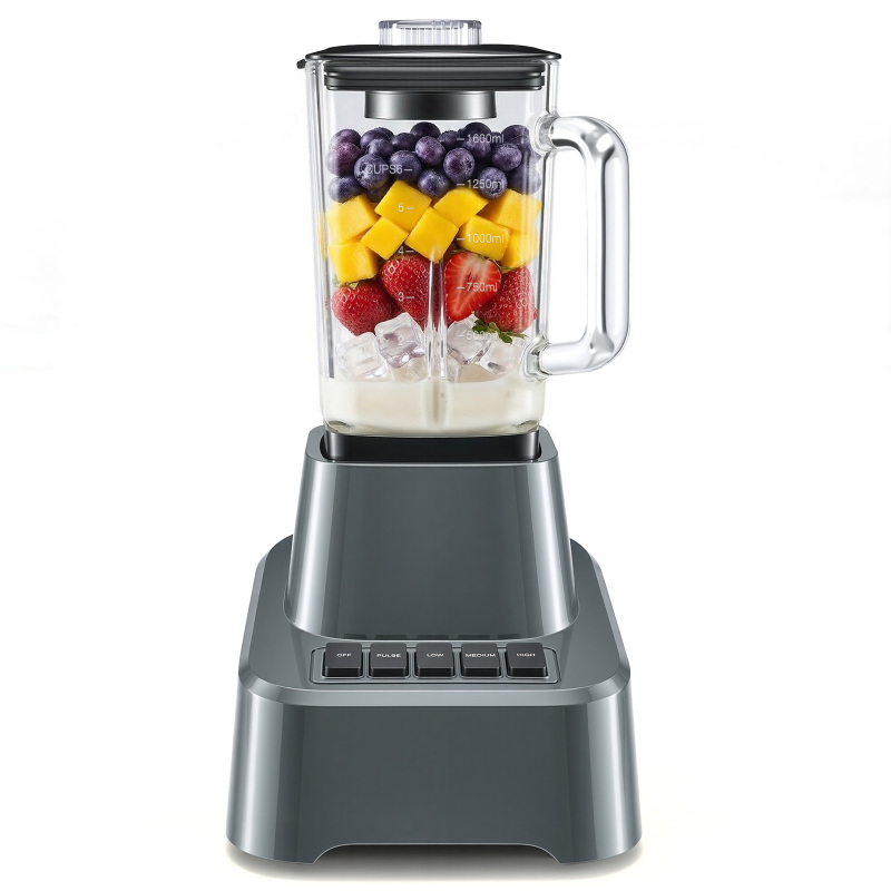 Professional Ice Cream Blender, Full-size Household Blender, Equipped With A 54-ounce Large-capacity Glass Cup (Option: grey)