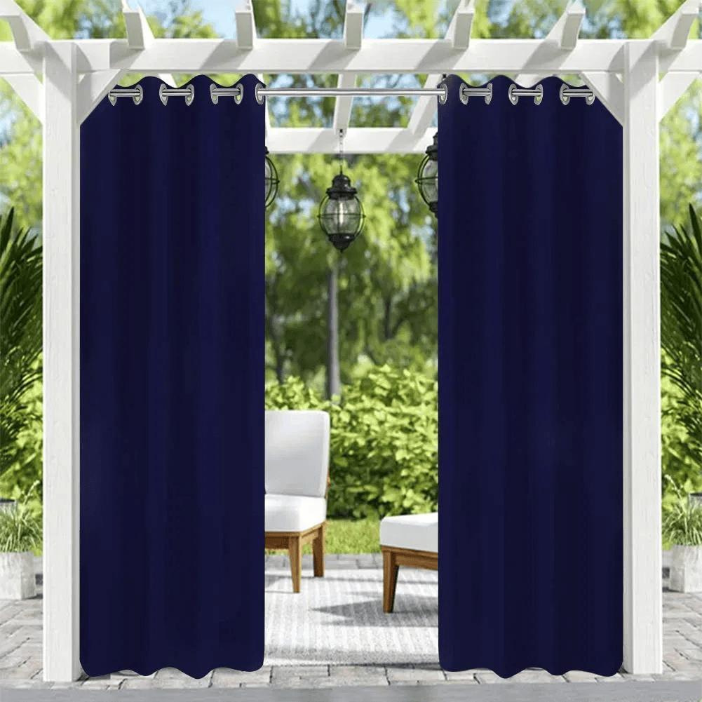50inch X 96inch Outdoor Curtains Front Porch Curtain Grommet For Porch Balcony Pergola Gazebo Dark Blue (Option: 50x96inch)