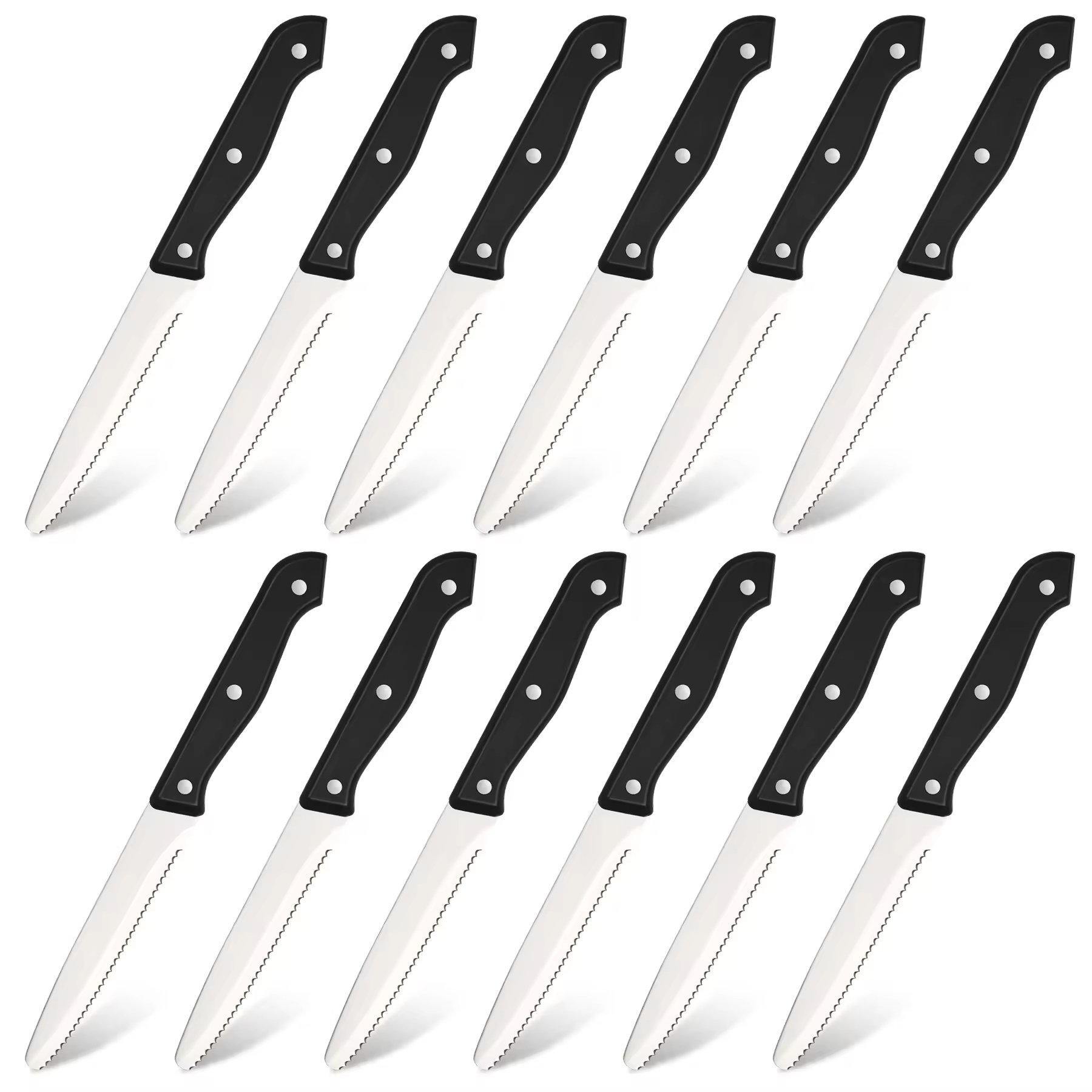 12-piece Kitchen Knife And Accessory Set With High-carbon Stainless Steel Blades, Including Meat And Steak Knives, With ABS Handles (Option: Primary color)