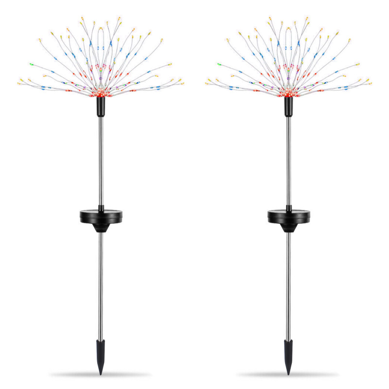 2Pcs Solar Powered Starburst Lights 240 LEDs Firework Lamp Garden Path Decor Lights For Spring Garden Decoration (Option: Colorful Lighting)