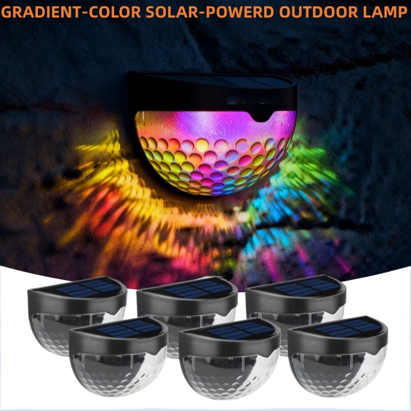 6 Pack Solar Fence Lights Outdoor Waterproof  Solar Powered Deck Step Stair Post Wall Lights Outdoor Lighting For Deck  Black (Option: RGB Lights-6PCS)