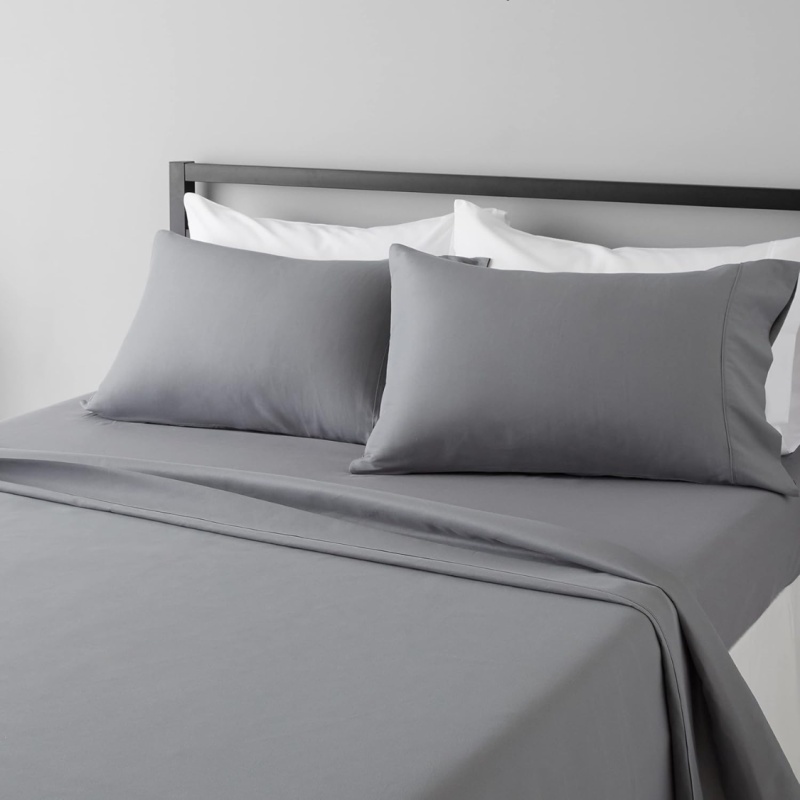 Lightweight Super Soft, Wrinkle-Free, Breathable Luxury Microfiber 4 Piece Bed Sheet Set With 14-Inch Deep Pockets, Full, Dark Gray, Solid (Option: Dark gray)