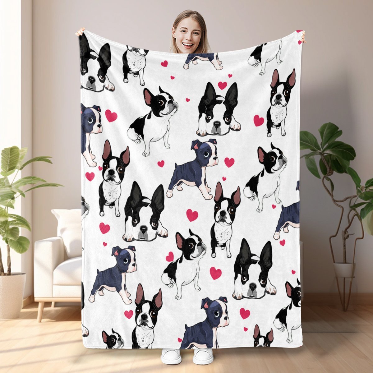 1pc Adorable Fleece Dog Blanket - Soft, Cozy, Lightweight, Warm, Flannel Throw For Couch, Bed, Sofa, Living Room Decor - Perfect For Snuggling Up (Option: 130x150cm-Black)