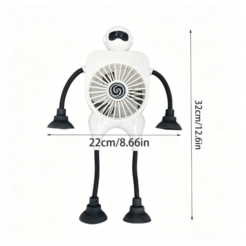 2000 MAh Fun Suction Cup Fan With Bendable Arms And Legs,can Be Attached To Surfaces Such As Glass Doors,Walls, And Cabinet Sides. Perfect For Ba (Option: White)