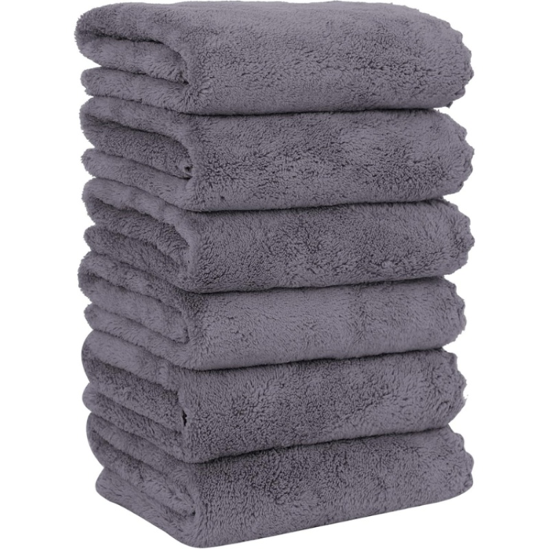 6 Pack Premium Hand Towels - Quick Drying - Microfiber Coral Velvet Highly Absorbent Towels - Multipurpose Use As Hotel, Bathroom, Shower, Spa, H (Option: Gray)