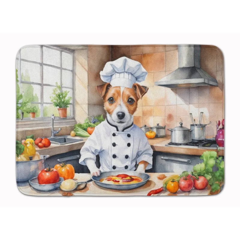 Jack Russell Terrier The Chef Memory Foam Kitchen Mat Machine Washable Anti-Fatigue Mat Cushion Comfort Bath Mat or Kitchen Rug (Option: Default)