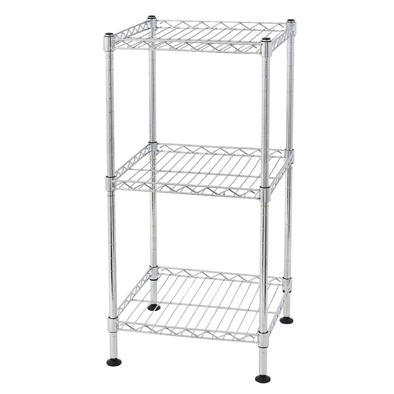 3Tier Wire Shelving Rack Metal Storage Shelf Unit For Laundry Bathroom Kitchen Pantry Closet (Option: Silver)