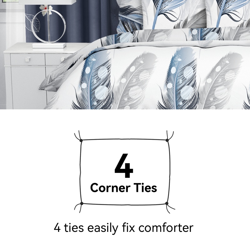 4-Piece Gray And White Floral Duvet Cover Bedding Set For Queen, King And California King (Option: California King)