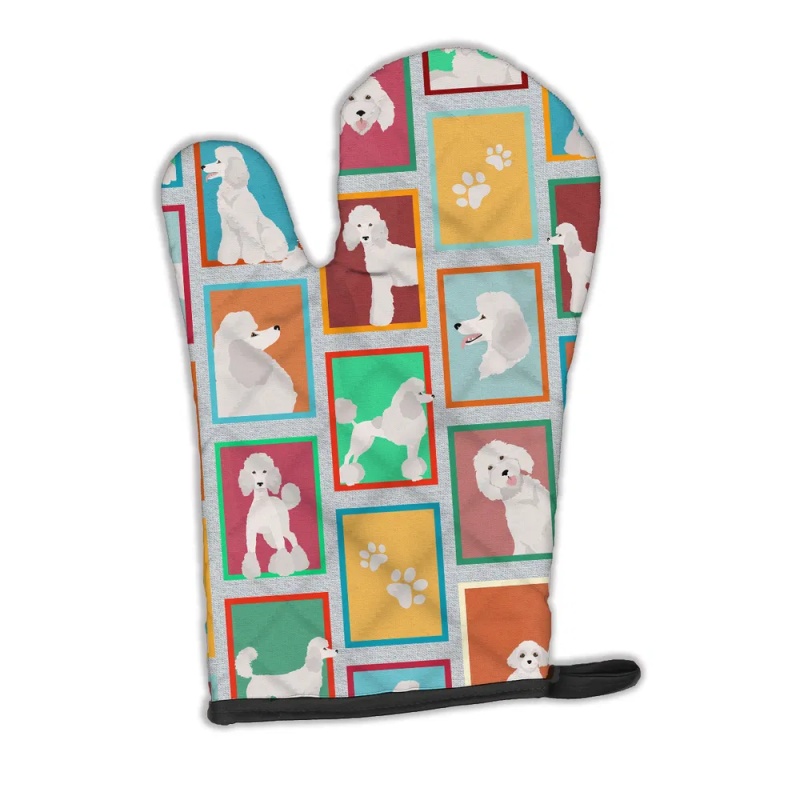 Lots of White Standard Poodle Oven Mitt Heat Resistant Thick Oven Mitt for Hot Pans and Oven, Kitchen Mitt Protect Hands, Cooking Baking Glove (Option: Default)