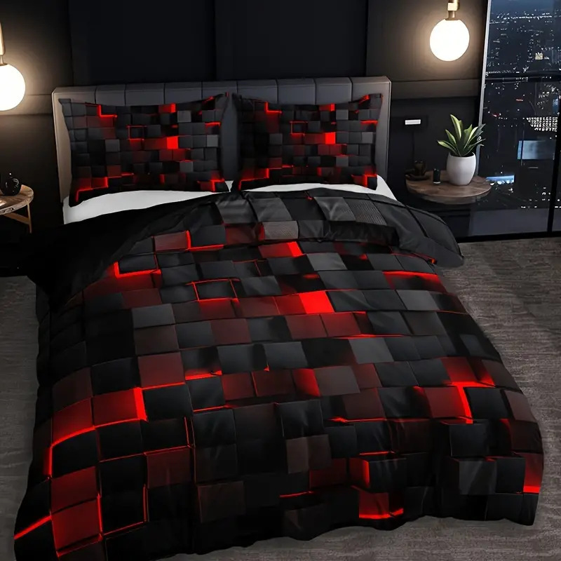Abstract Grid Series Quilt Cover Digital Printing Bedding (Option: 1 Style-135x 200 Two Pieces)