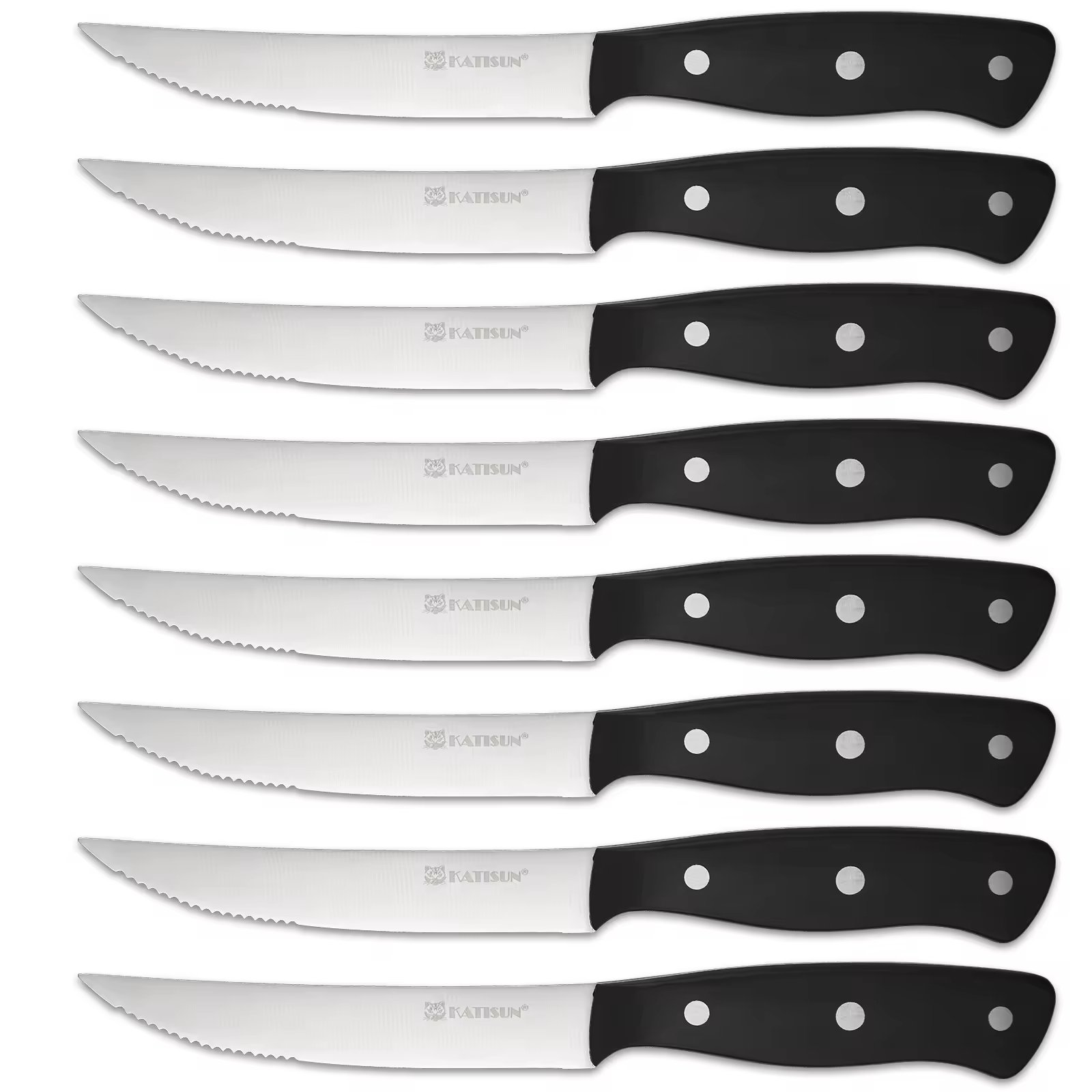 8-Piece 4.5-Inch Steak Knife Set, Carbon Steel Double Bevel, With Eco-Friendly POM Handles And Gift Box (Option: Primary color)