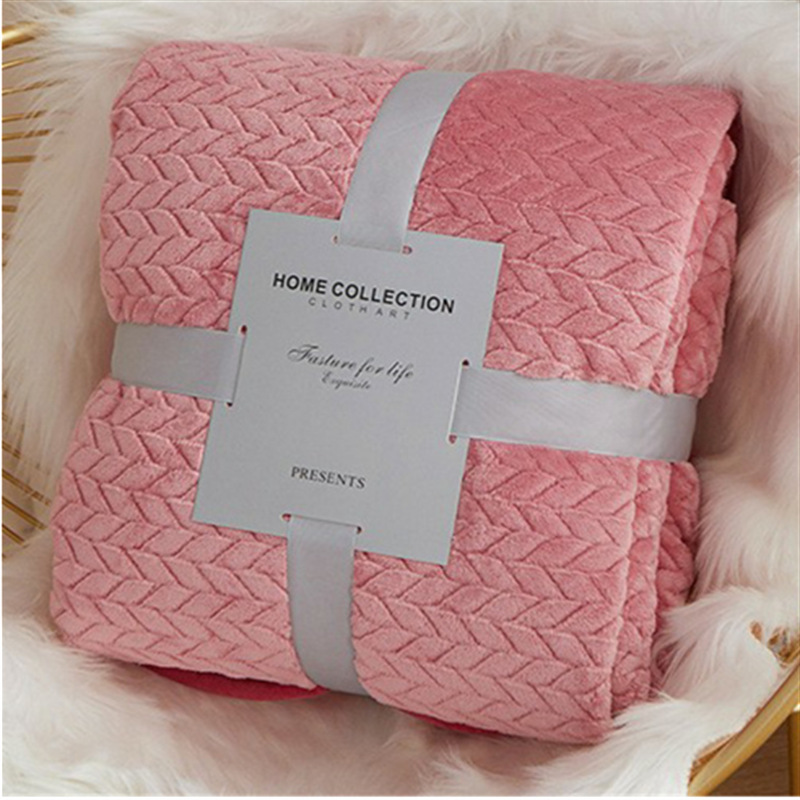 Solid Color Flannel Wheat Grain Blanket Children's Blankets (Option: Pink-120x200cm)