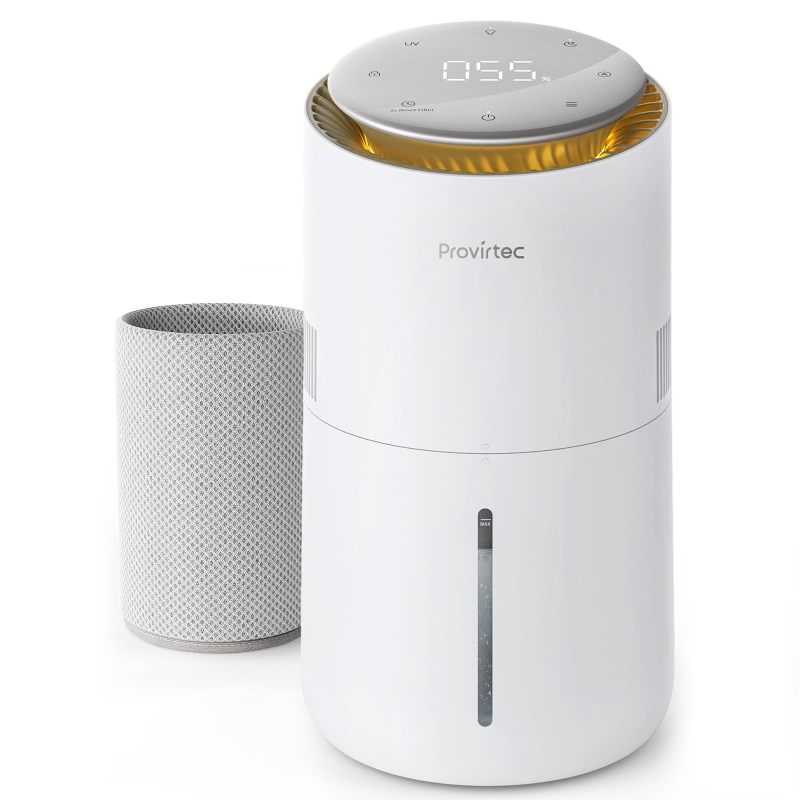 Evaporative Humidifier For Bedroom Easy Clean Kids Small  Auto Humidity Control 3L Tap Water, Night Light Sleep Mode Washable Filter No White Dus (Option: White)