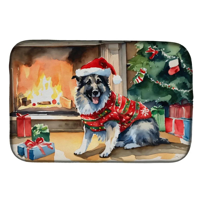 Norwegian Elkhound Cozy Christmas Dish Drying Mat Absorbent Dish Drying Mat Pad for Kitchen Counter Dish Drainer Mat for Countertop, 14 x 21", Mu (Option: Default)