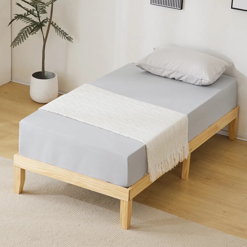 Twin Basic Bed Frame Pine Wood Painted Surface Bed Single Bed 74.41*37.99*12in Wood (Option: default title)