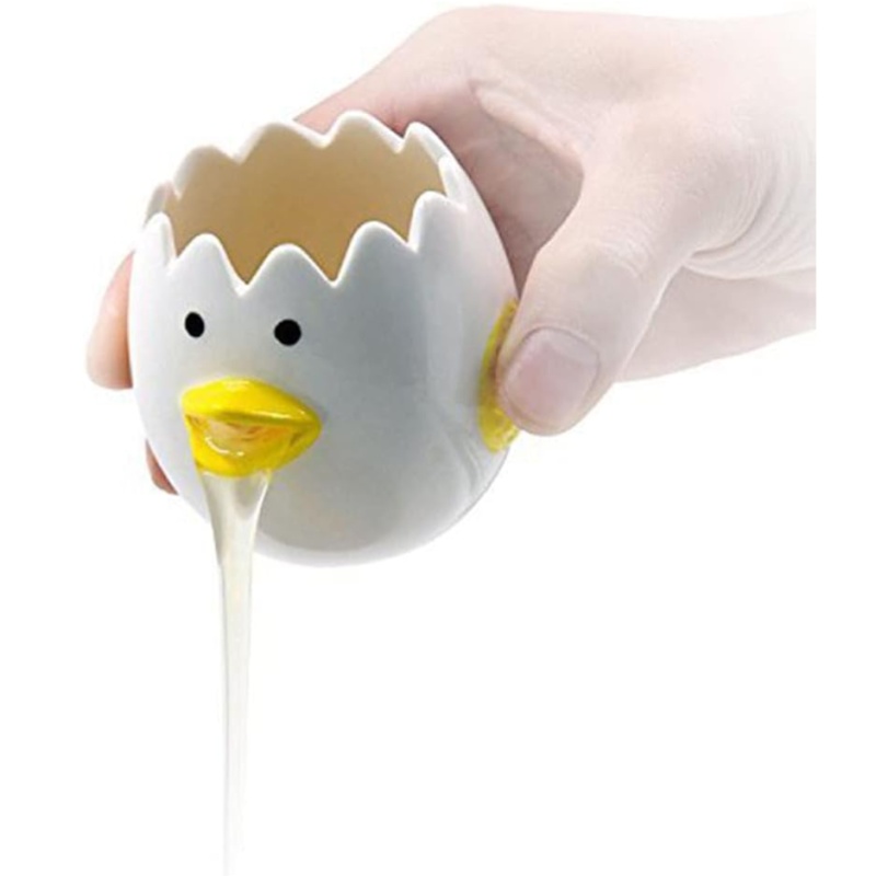LuoCoCo Novelty Ceramic Chicken Egg Yolk Separator  Cute Vomiting Egg White Filter & Baking Tool Yellow (Option: Yellow)
