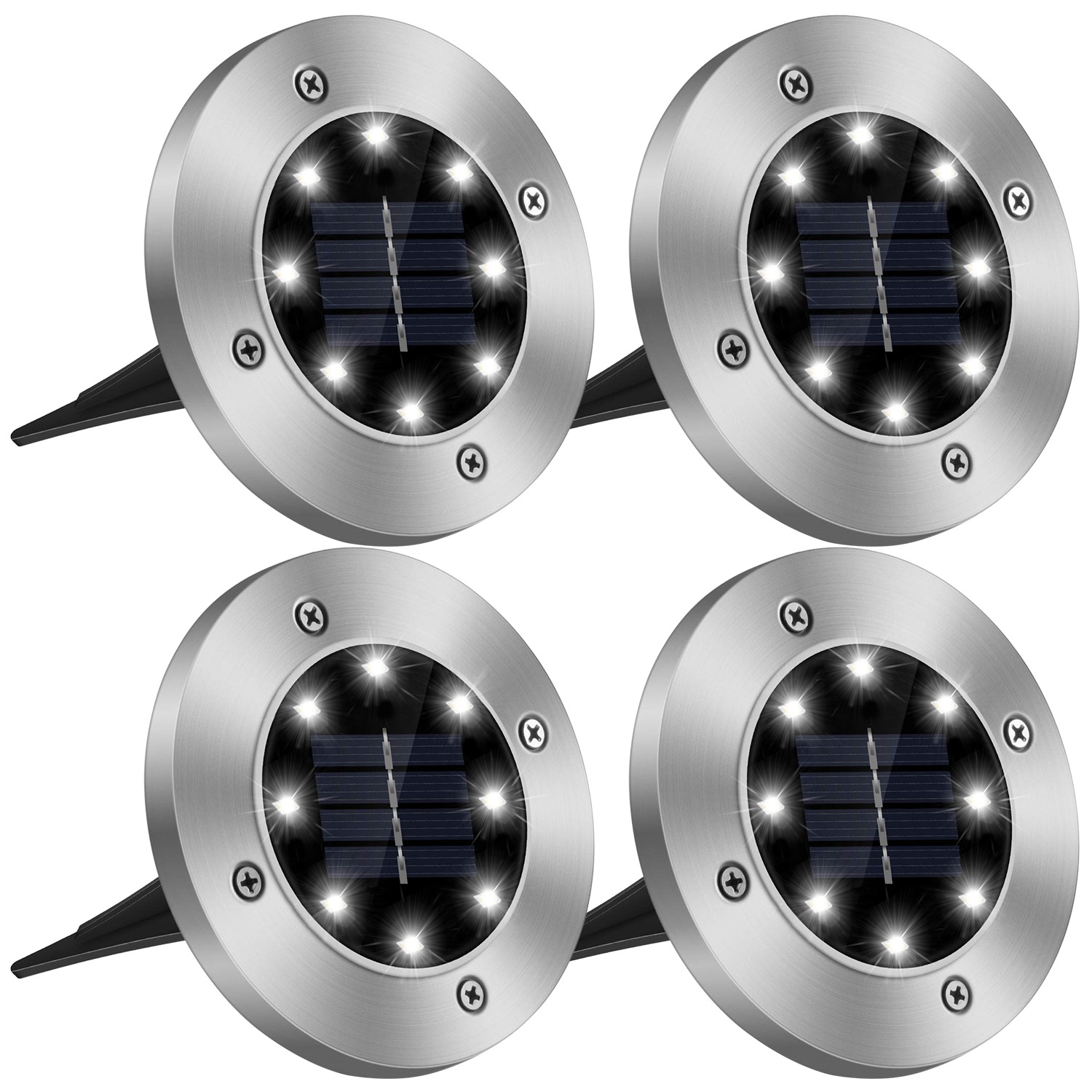 4Pcs Solar Powered Ground Light Outdoor IP65 Waterproof Buried In-Ground Lamp Decorative Path Deck Lawn Patio Lamp (Option: 4pc)