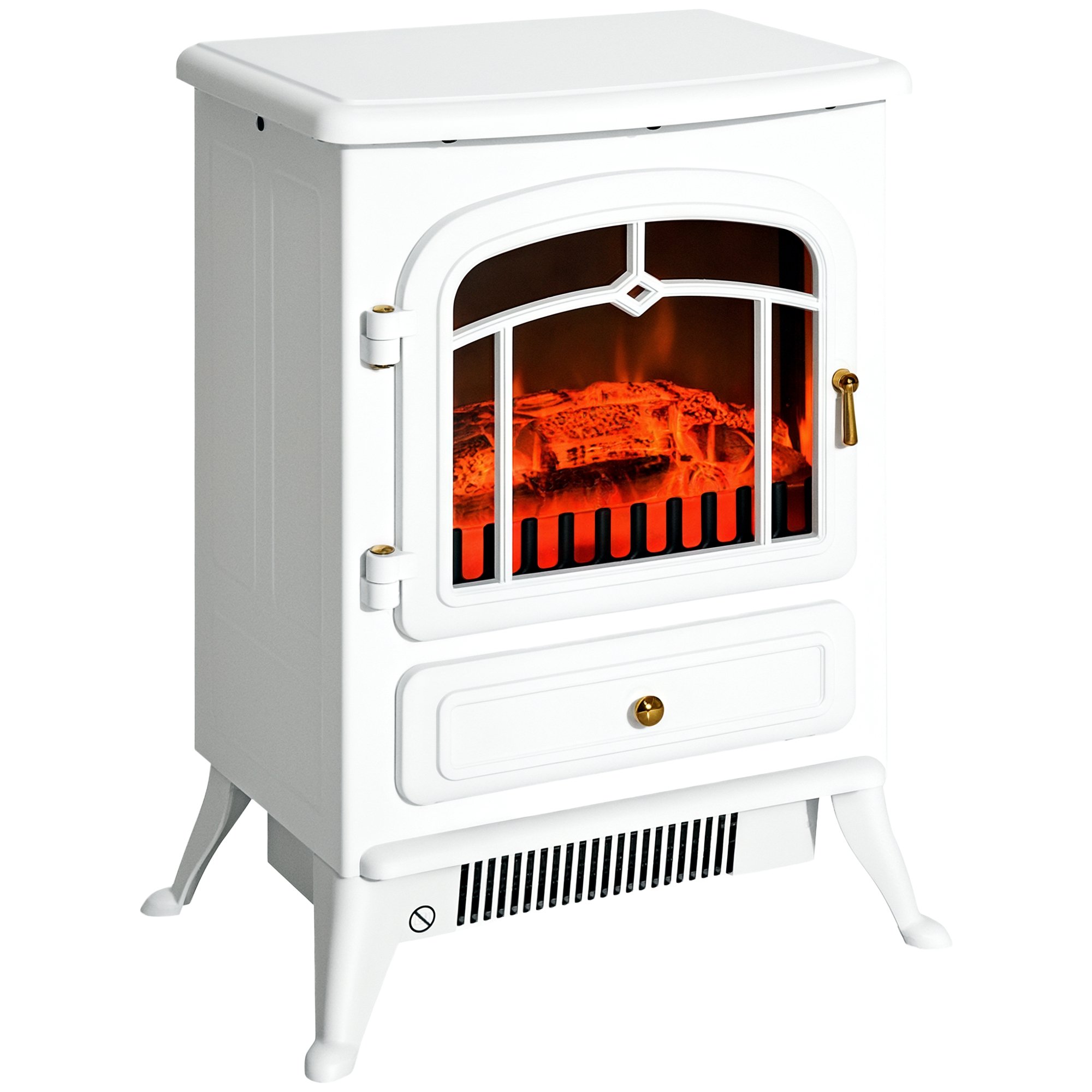 Fireplace Stove, Electric Fireplace Heater with Realistic LED Flames and Logs, 725W/1450W, White (Option: White-450x335x565 mm)