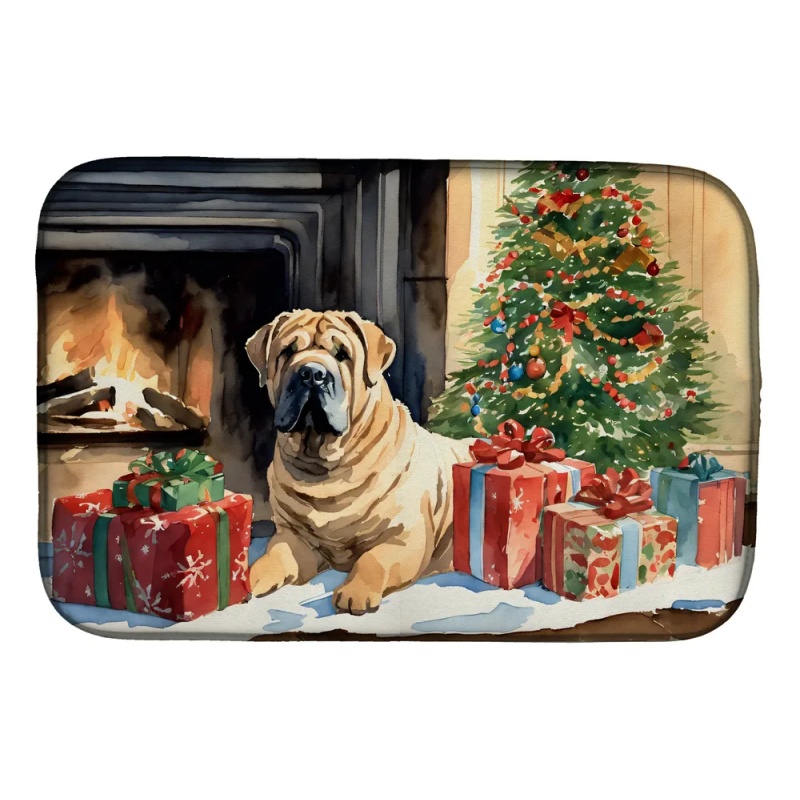 Shar Pei Cozy Christmas Dish Drying Mat Absorbent Dish Drying Mat Pad for Kitchen Counter Dish Drainer Mat for Countertop, 14 x 21", Multicolor (Option: Default)