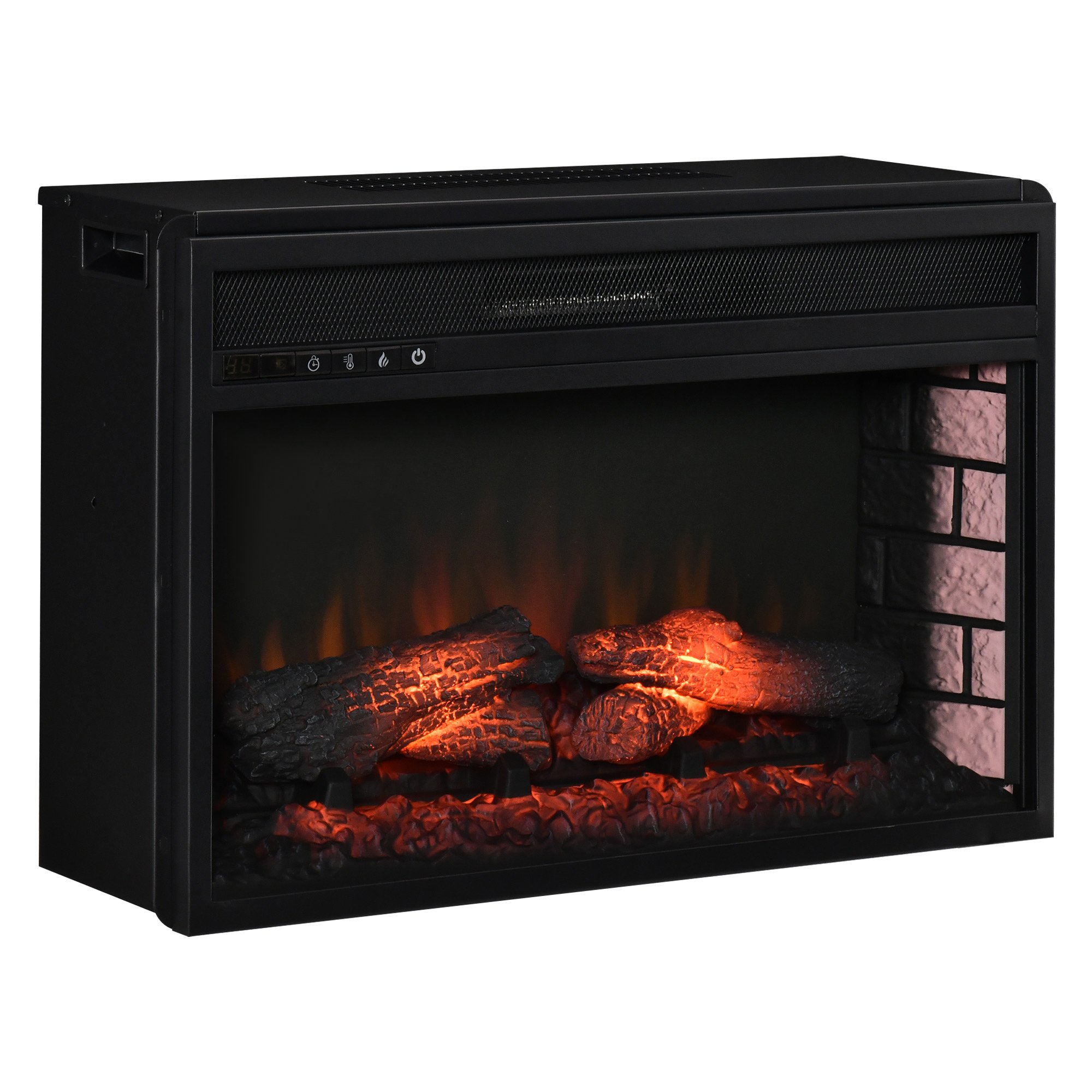 27" Electric Fireplace Insert, Retro Recessed Fireplace Heater with Realistic Log Flame, Remote Control, and Adjustable Brightness, 1400W, Black (Option: Black-770x290x560 mm)