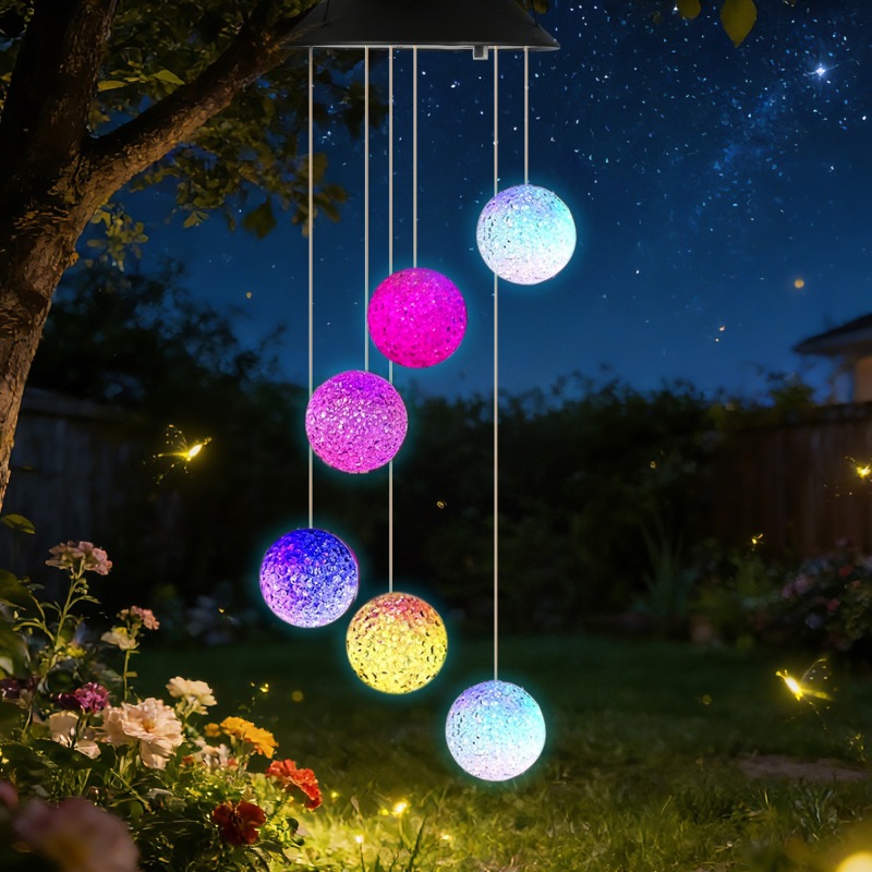 1Pc Solar Ball Wind Chime 7 Color Changing Wind Chime For Outside IPX4 Waterproof Outdoor Garden Yard Decor (Option: Ball)