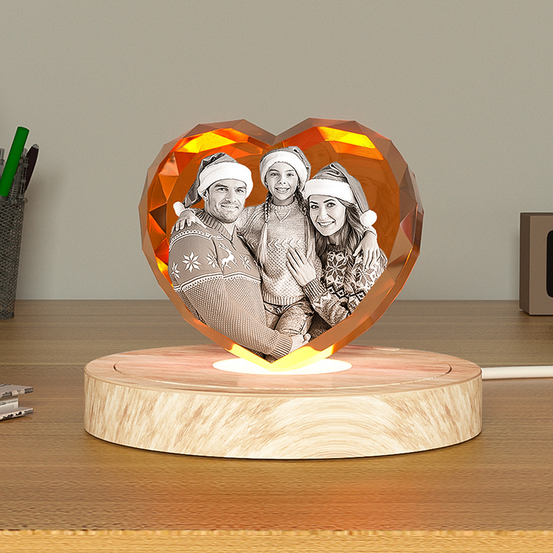 LED Light Base For 3D Crystal Photo Wood Lighted Display Plate Flat USB Operated (Option: 7 Colors Rotating Base Upgrade)