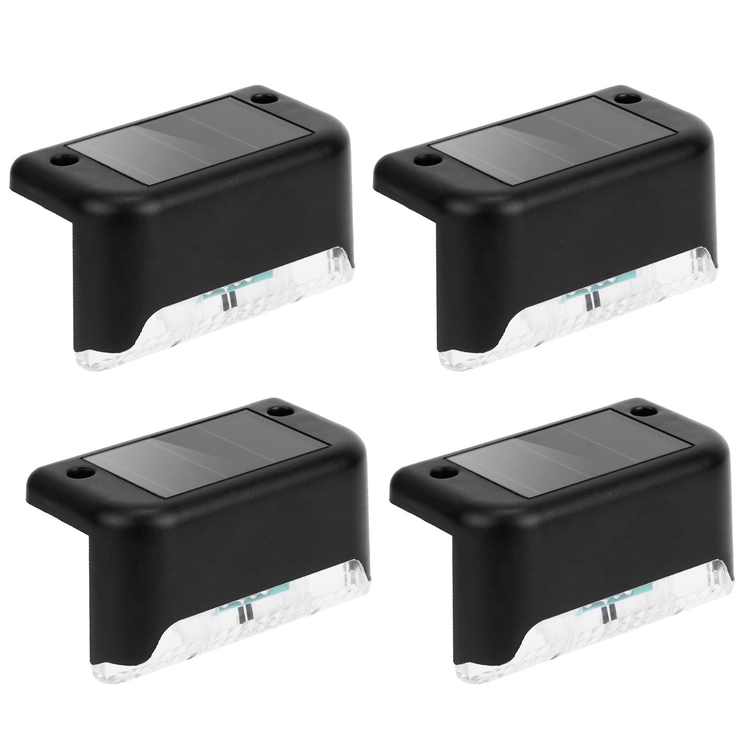 4Pcs Solar Powered LED Step Lights Outdoor Water-Resistant Dusk To Dawn Sensor Fence Lamps For Stairs Yard Railing (Option: 4Pcs)