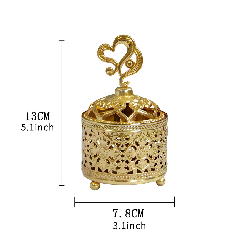 1pc Metal Incense Burner; Creative Incense Burner Holder; Desktop Decoration (Color: Full Metal Cylindrical Incense Burner)