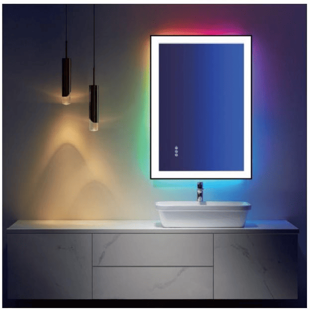 Triple Color Temperature/LED/RGB Smart Touch Control Bathroom Mirror with Tempered Glass, Adjustable Light, Fog & Shatterproof, Memory Function (S3R13874UL55"x30": S3R22497UL88"x38")