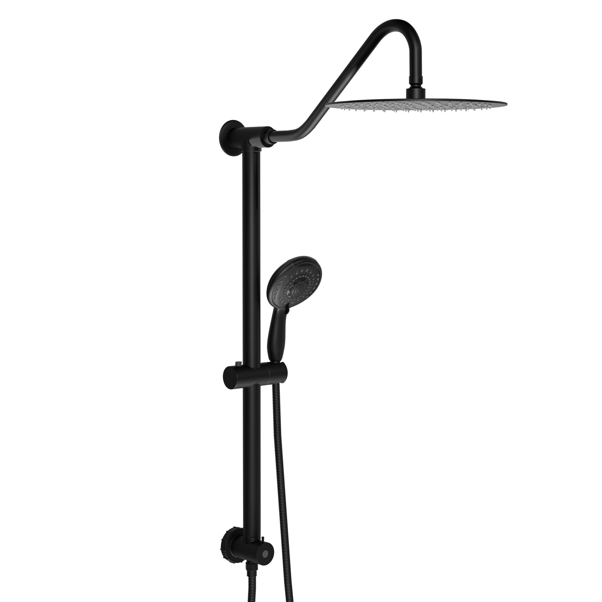 10 Inch Wall Mounted Rain Shower Head and Handheld Shower Head,Round Shower Set with Sliding Bar (Color: Matte Black)