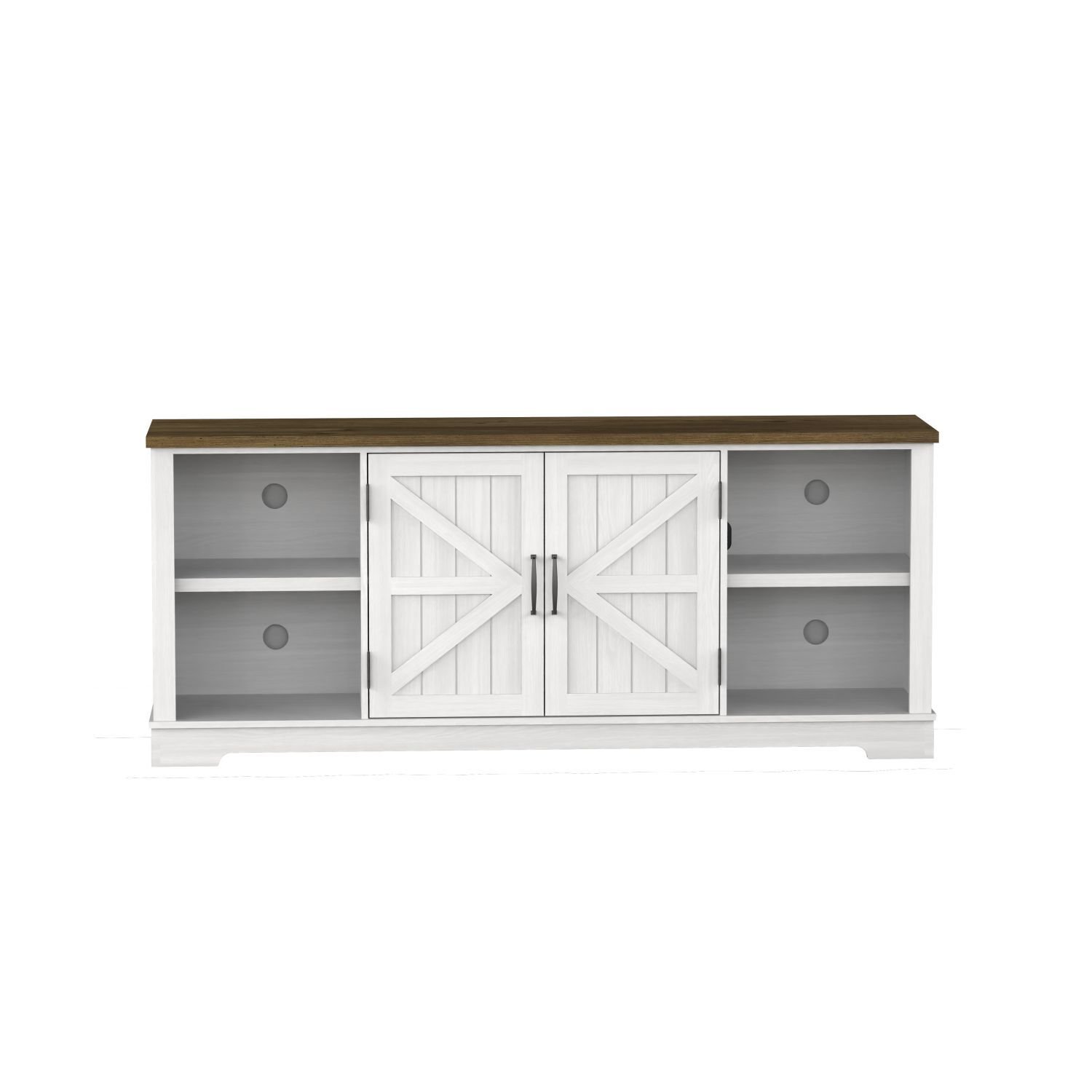 TV Stand for 80 Inch TV, Entertainment Center with Storage Cabinets, Mid Century Modern Media TV Console Table for Living Room Bedroom (Color: White)