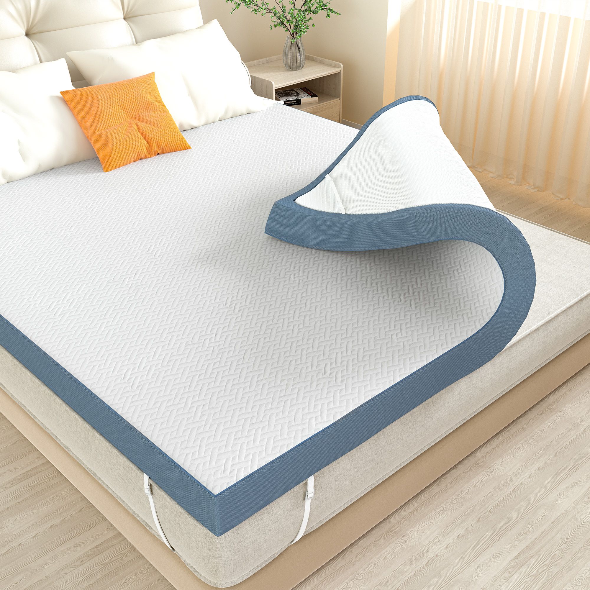 The memory foam mattress is covered with a skin-friendly nano-ice filament layer, providing a cool touch and good breathability. (size: Queen)