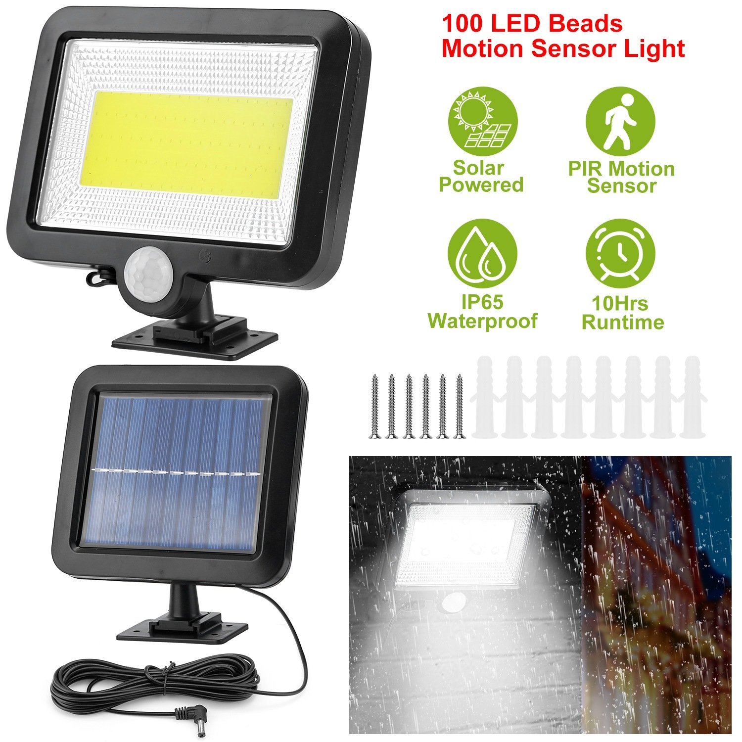 Solar Powered Wall Lights Outdoor Motion Sensor Lamp IP65 Waterproof Dusk To Dawn Sensor Light For Front Door Deck (Option: 1Pc Black)