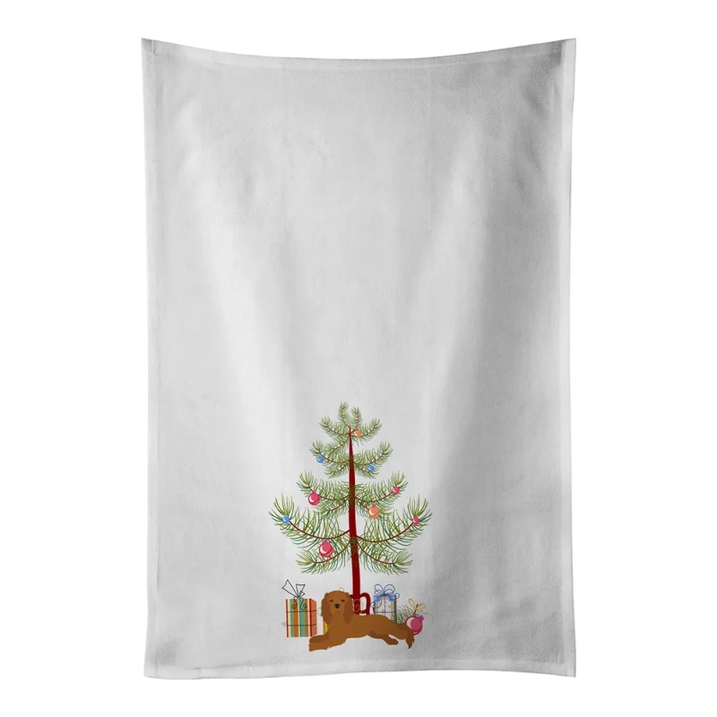 NEW Ruby Cavalier King Charles Spaniel Christmas Tree Kitchen Towel Set of 2 White Dish Towels Decorative Bathroom Hand towel for Hand, Face, Hai (Option: Default)