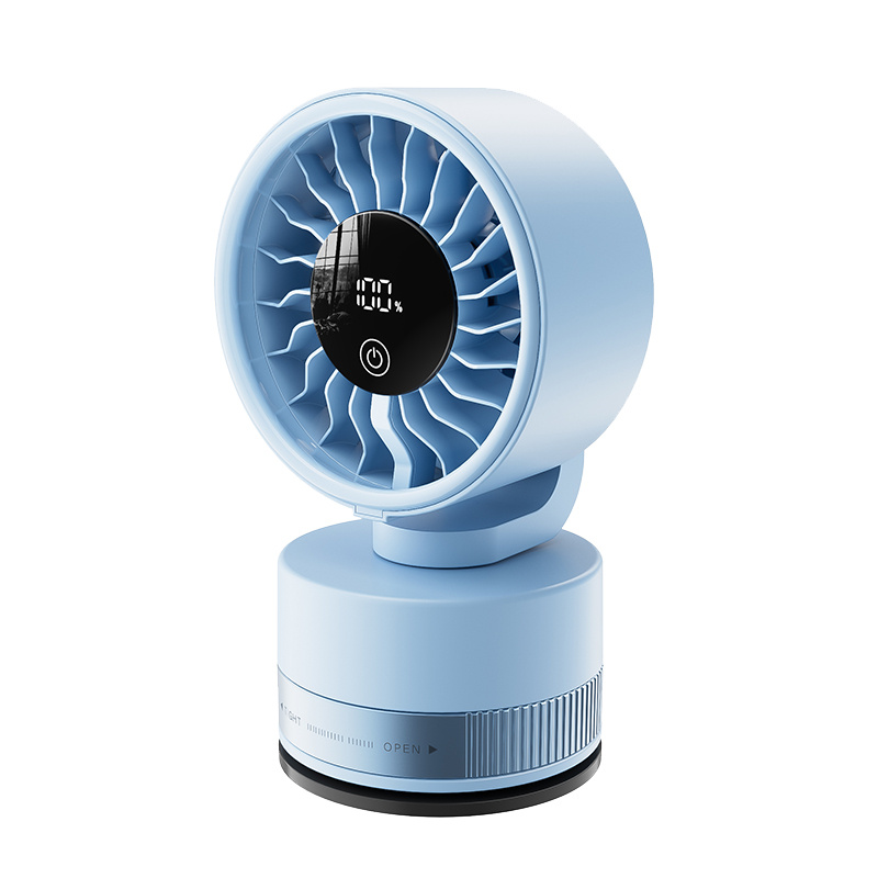 4000 MAh High Capacity Suction Cup Fan With Ultra Strong Suction, Can Be Used As A Bathroom Fan Or Car Fan,Features Five Adjustable Speed Setting (Option: Bule)