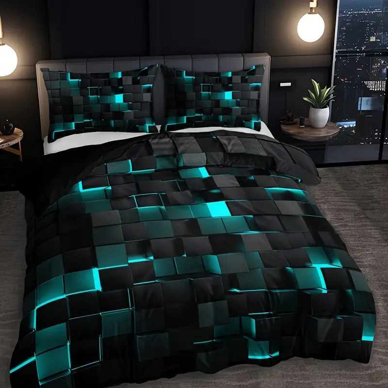 Abstract Grid Series Quilt Cover Digital Printing Bedding (Option: 3 Style-135x 200 Two Pieces)