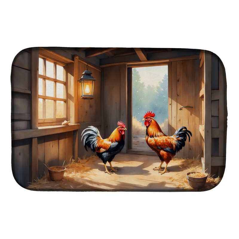 Chickens in the Coop Dish Drying Mat Absorbent Dish Drying Mat Pad for Kitchen Counter Dish Drainer Mat for Countertop, 14 x 21", Multicolor (Option: Default)