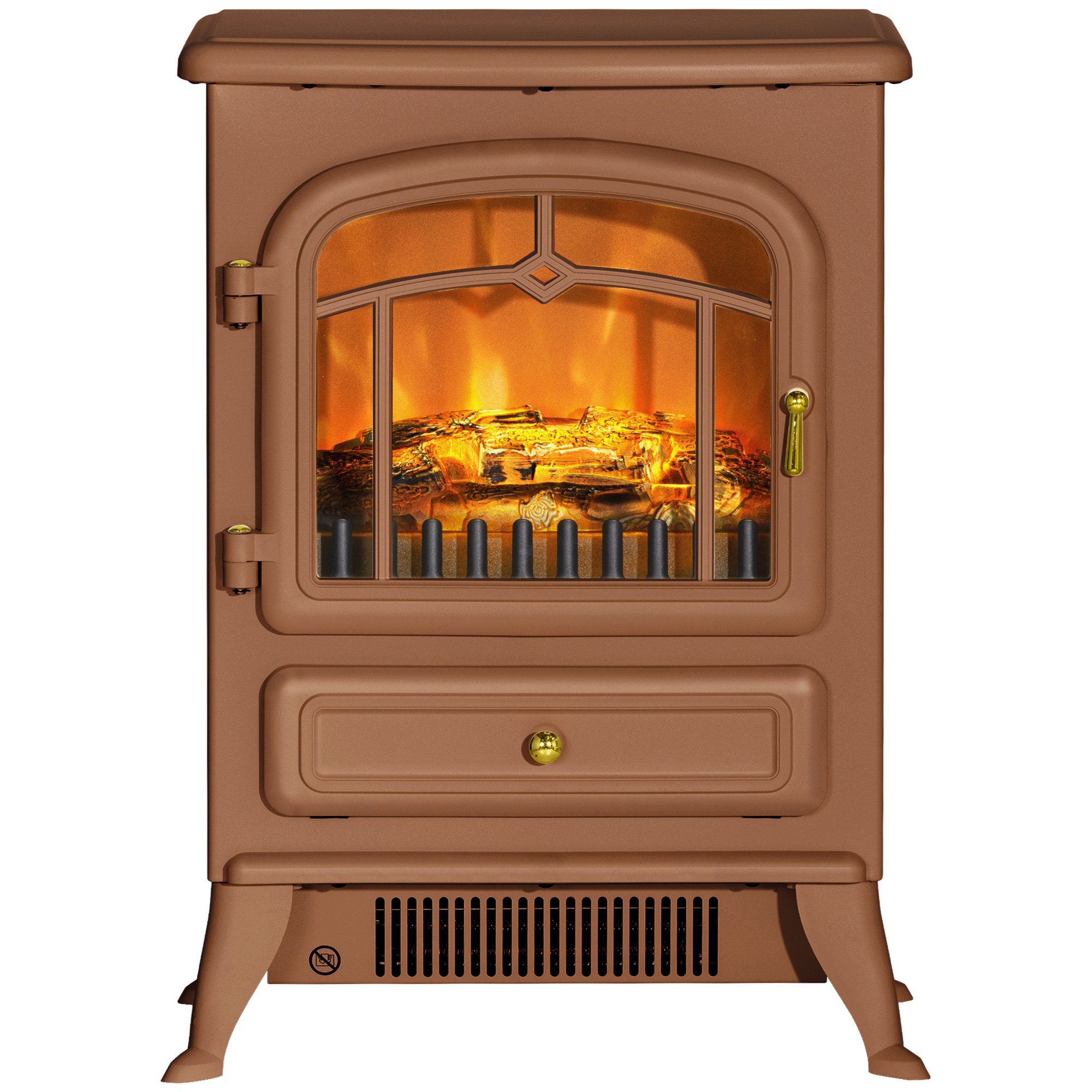Fireplace Stove, Electric Fireplace Heater with Realistic LED Flames and Logs, 725W/1450W, Dark Brown (Option: Brown-450x335x565 mm)