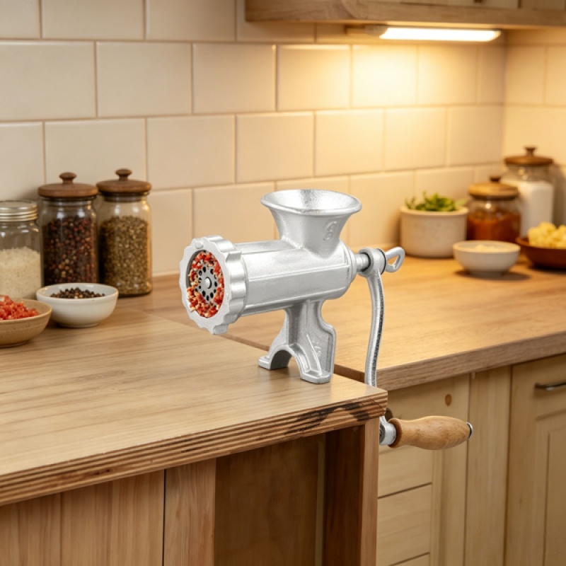 Manual Meat Grinder With Steel Table Clamp, 1 Blade & 2 Cutting Plates, 3 Sausage Tubes, Hand Mincer & Sausage Maker For Beef, Pepper & Mushroom (Option: 80893557)