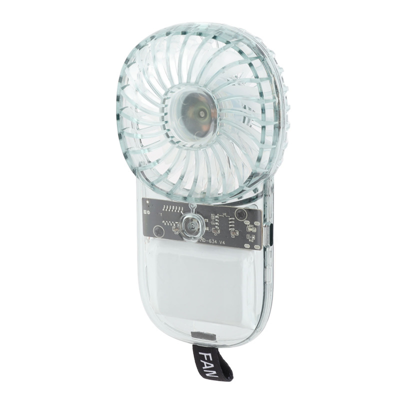 Portable Fan Transparent Foldable 1200mAh Battery USB Rechargeable Neck Hanging Fan For Walking Camping Travel Blue (Option: Default)